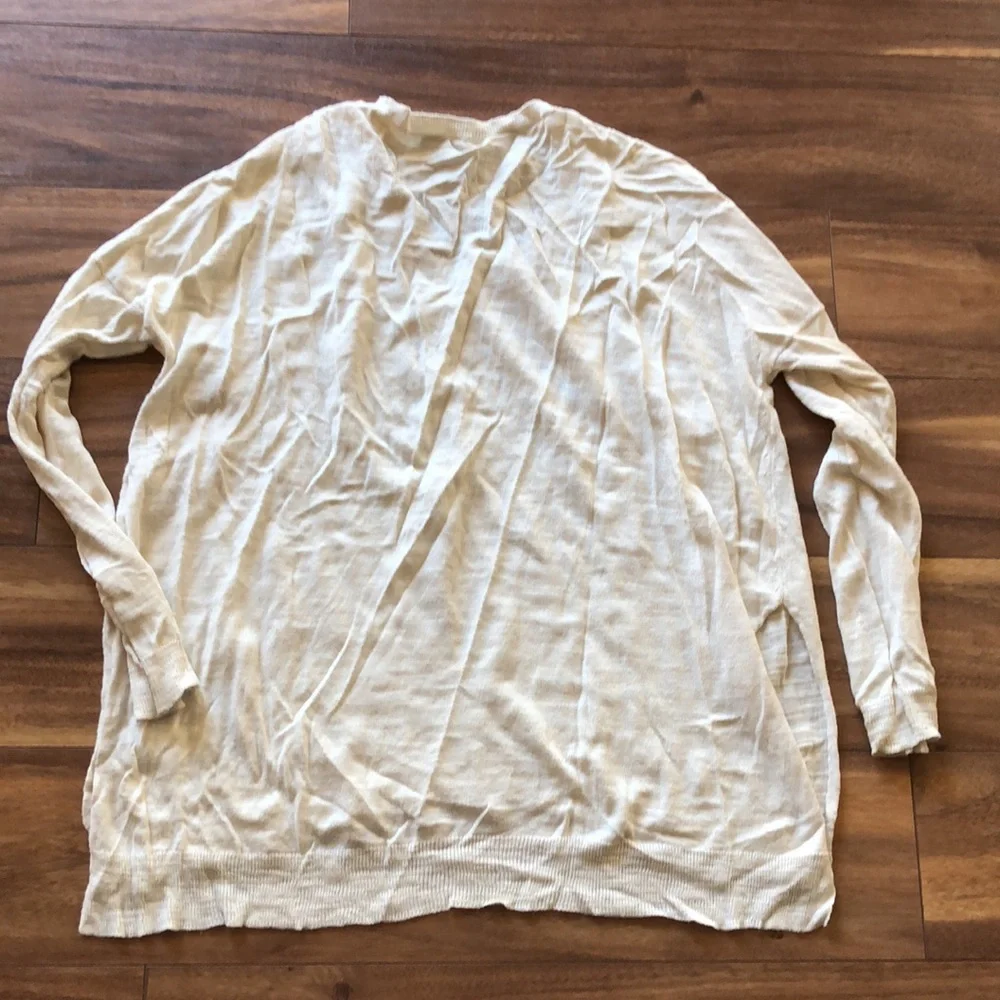 Anthropologie Moth High Low Side Split Cream Sweater - Picture 6 of 6